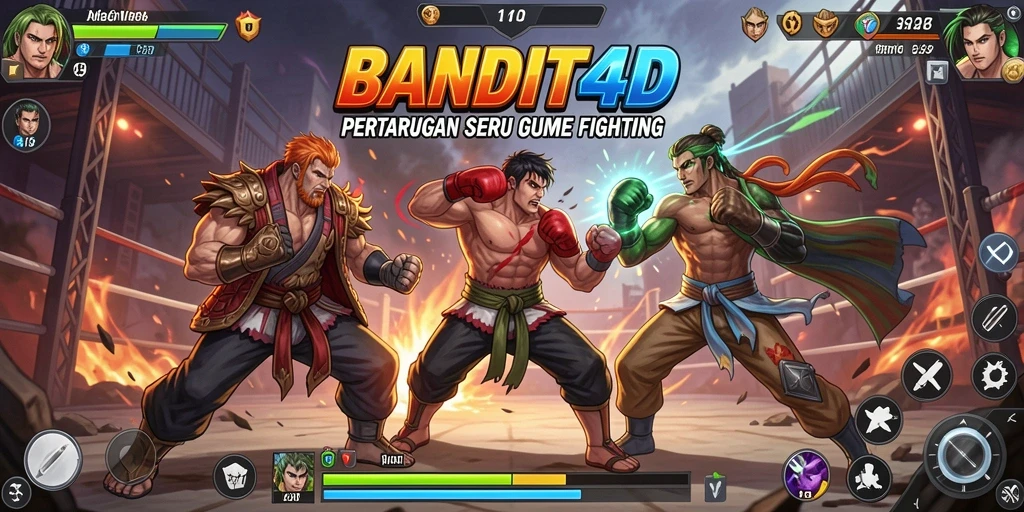 Tangkapan layar utama BANDIT4D menampilkan pertarungan mendebarkan antara karakter-karakter unik.