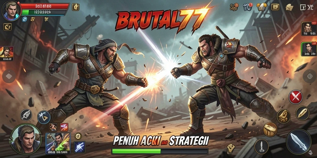 Tampilan mendebarkan dari gameplay pertarungan BRUTAL77.