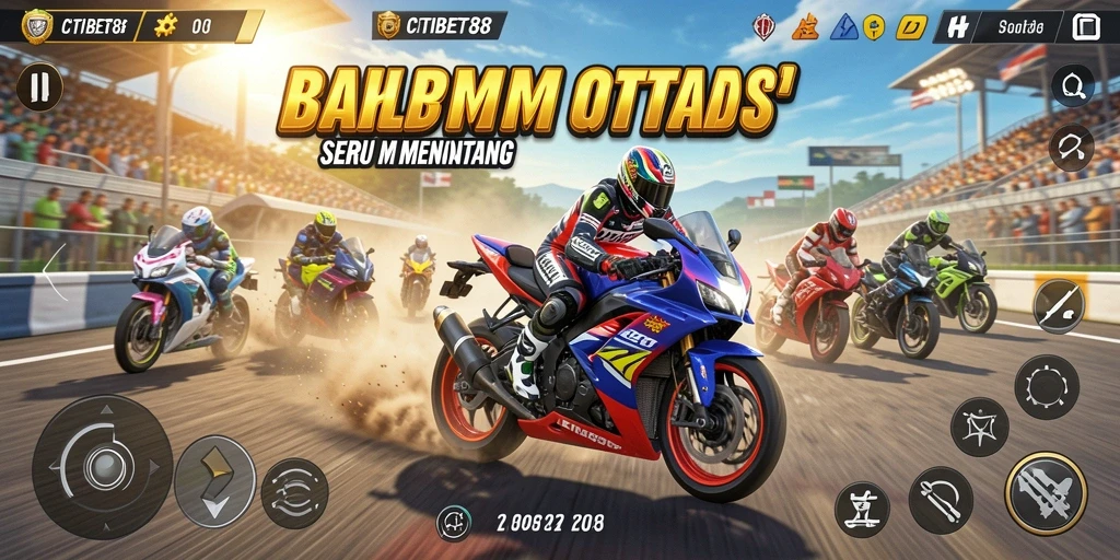 Gameplay mendebarkan dari CITIBET88 yang menggambarkan balapan motor.