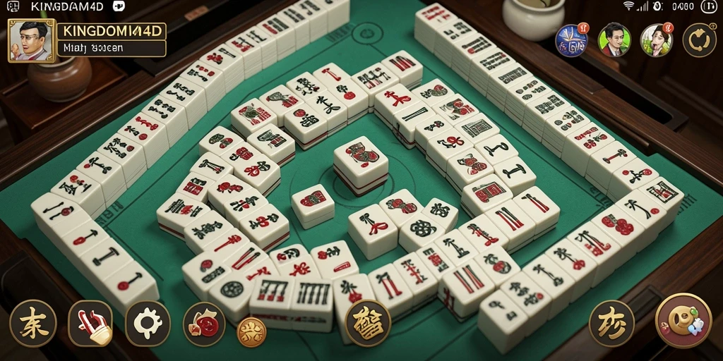 Screenshot gameplay KINGDOM4D menunjukkan keseruan permainan Mahjong.