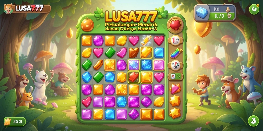 Tampilan gameplay seru saat mencocokkan buah dalam LUSA777.
