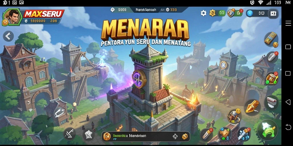 Tampilan gameplay MAXSERU dalam aksi Tower Defense yang seru.