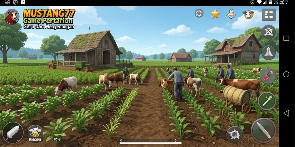 Tampilan menarik dari gameplay MUSTANG77 yang menggambarkan pertanian.