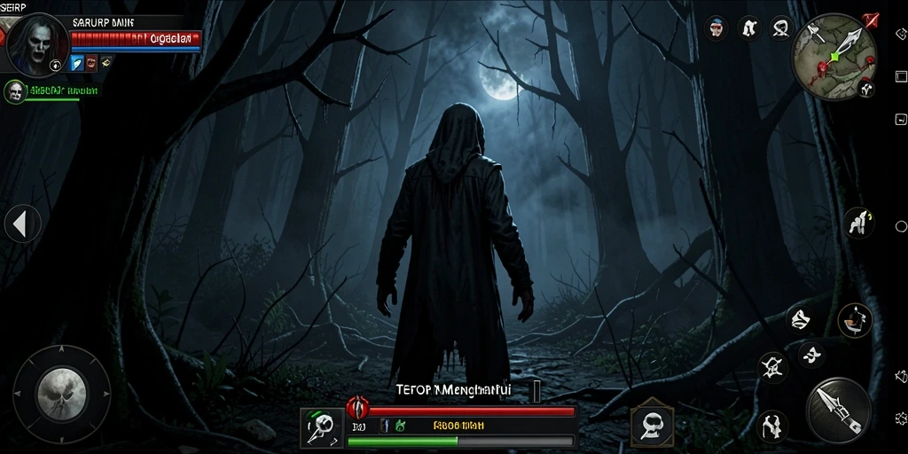 Gameplay menyeramkan dalam suasana gelap dan mencekam.