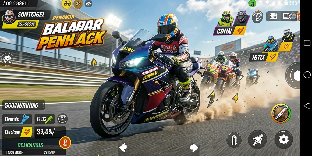 Tampilan gameplay balap motor yang mendebarkan dan penuh aksi.