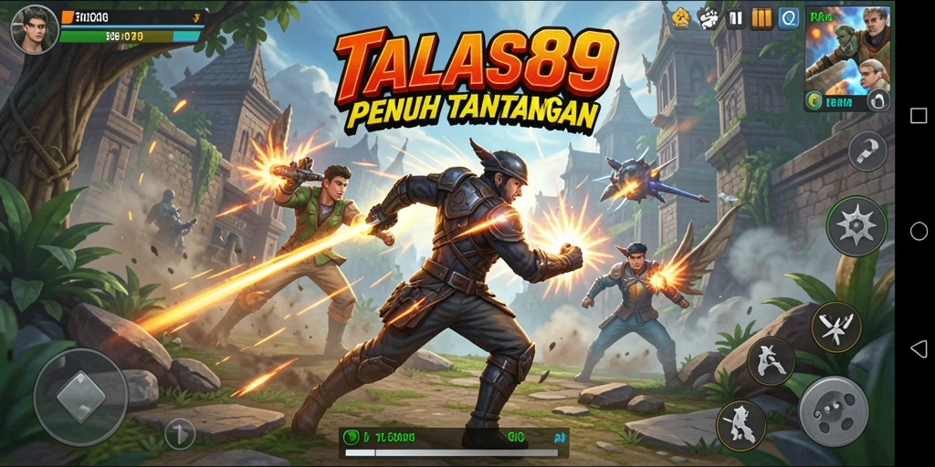 Screenshot TALAS89 menunjukkan pertarungan aksi yang mendebarkan.
